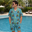 Real-life photo of someone wearing Men's Cane Cabaret Custom Face Shirt & Shorts Set — custom faces printed all-over