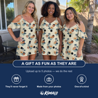 Friends in matching Women's Vinyl Vista Custom Face Off-Shoulder Dress — a group gift photo