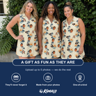 Friends in matching Women's Vinyl Vista Custom Face V-Neck Dress — a group gift photo