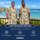 Friends in matching Men's Vinyl Vista Custom Face Shirt & Shorts Set — a group gift photo