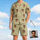 Man wearing Men's Cinder Calypso Custom Face Shirt & Shorts Set — custom faces printed all-over