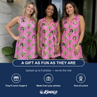 Friends in matching Women's Sepia Sojourn Custom Face V-Neck Dress — a group gift photo