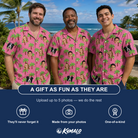 Friends in matching Men's Sepia Sojourn Custom Face Hawaiian Shirt — a group gift photo