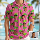 Man wearing Men's Sepia Sojourn Custom Face Polo Shirt — custom faces printed all-over