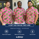 Friends in matching Men's Sepia Sojourn Custom Face Polo Shirt — a group gift photo