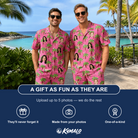 Friends in matching Men's Sepia Sojourn Custom Face Shirt & Shorts Set — a group gift photo