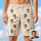 Man wearing Men's Brazier Bohemia Custom Face Beach Shorts — custom faces printed all-over