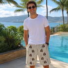 Real-life photo of someone wearing Men's Brazier Bohemia Custom Face Beach Shorts — custom faces printed all-over