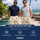 Friends in matching Men's Brazier Bohemia Custom Face Beach Shorts — a group gift photo