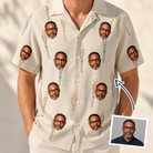 Man wearing Men's Brazier Bohemia Custom Face Hawaiian Shirt — custom faces printed all-over