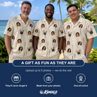 Friends in matching Men's Brazier Bohemia Custom Face Hawaiian Shirt — a group gift photo