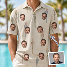 Man wearing Men's Brazier Bohemia Custom Face Polo Shirt — custom faces printed all-over
