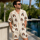 Real-life photo of someone wearing Men's Brazier Bohemia Custom Face Shirt & Shorts Set — custom faces printed all-over