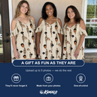 Friends in matching Women's Rattan Radiance Custom Face Off-Shoulder Dress — a group gift photo