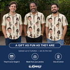 Friends in matching Men's Rattan Radiance Custom Face Polo Shirt — a group gift photo