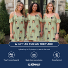 Friends in matching Women's Flame Fête Custom Face Off-Shoulder Dress — a group gift photo