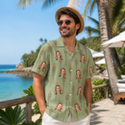 Real-life photo of someone wearing Men's Flame Fête Custom Face Hawaiian Shirt — custom faces printed all-over