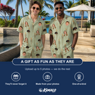 Friends in matching Men's Flame Fête Custom Face Shirt & Shorts Set — a group gift photo