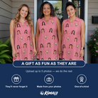 Friends in matching Women's Tidal Trinkets Custom Face V-Neck Dress — a group gift photo