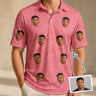 Man wearing Men's Tidal Trinkets Custom Face Polo Shirt — custom faces printed all-over