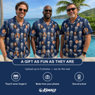 Friends in matching Men's Nettle Nebula Custom Face Hawaiian Shirt — a group gift photo