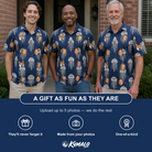 Friends in matching Men's Nettle Nebula Custom Face Polo Shirt — a group gift photo