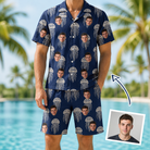 Man wearing Men's Nettle Nebula Custom Face Shirt & Shorts Set — custom faces printed all-over