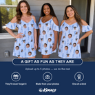 Friends in matching Women's Bridle Bubbles Custom Face Off-Shoulder Dress — a group gift photo
