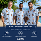 Friends in matching Men's Bridle Bubbles Custom Face Hawaiian Shirt — a group gift photo
