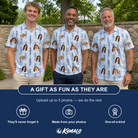 Friends in matching Men's Bridle Bubbles Custom Face Polo Shirt — a group gift photo