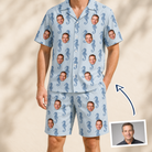 Man wearing Men's Bridle Bubbles Custom Face Shirt & Shorts Set — custom faces printed all-over