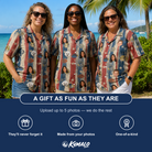 Friends in matching Women's Fishful Thinking Custom Face Hawaiian Shirt — a group gift photo