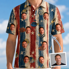 Man wearing Men's Fishful Thinking Custom Face Polo Shirt — custom faces printed all-over