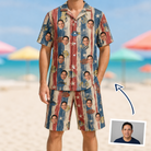 Man wearing Men's Fishful Thinking Custom Face Shirt & Shorts Set — custom faces printed all-over