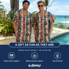 Friends in matching Men's Fishful Thinking Custom Face Shirt & Shorts Set — a group gift photo