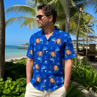Real-life photo of someone wearing Men's Porpoise Party Custom Face Hawaiian Shirt — custom faces printed all-over