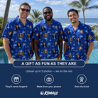 Friends in matching Men's Porpoise Party Custom Face Hawaiian Shirt — a group gift photo