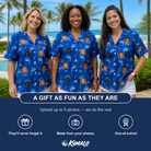 Friends in matching Women's Porpoise Party Custom Face Hawaiian Shirt — a group gift photo