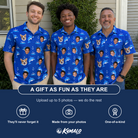 Friends in matching Men's Porpoise Party Custom Face Polo Shirt — a group gift photo