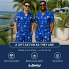 Friends in matching Men's Porpoise Party Custom Face Shirt & Shorts Set — a group gift photo