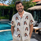 Real-life photo of someone wearing Men's Aster Drift Custom Face Hawaiian Shirt — custom faces printed all-over
