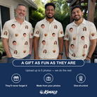 Friends in matching Men's Aster Drift Custom Face Polo Shirt — a group gift photo