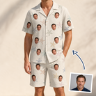 Man wearing Men's Aster Drift Custom Face Shirt & Shorts Set — custom faces printed all-over