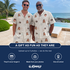 Friends in matching Men's Aster Drift Custom Face Shirt & Shorts Set — a group gift photo
