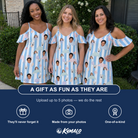 Friends in matching Women's Dolphin Dazzle Custom Face Off-Shoulder Dress — a group gift photo