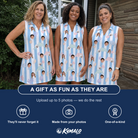 Friends in matching Women's Dolphin Dazzle Custom Face V-Neck Dress — a group gift photo