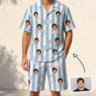 Man wearing Men's Dolphin Dazzle Custom Face Shirt & Shorts Set — custom faces printed all-over