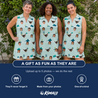 Friends in matching Women's Manta Motion Custom Face V-Neck Dress — a group gift photo