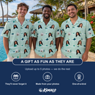 Friends in matching Men's Manta Motion Custom Face Hawaiian Shirt — a group gift photo