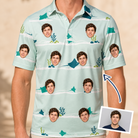 Man wearing Men's Manta Motion Custom Face Polo Shirt — custom faces printed all-over